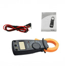 nzmegabuy digital clamp meter with LCD display, test leads, and manual for measuring AC/DC voltage and AC current