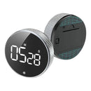 nzmegabuy digital kitchen timer with a round black LED display and silver twist-control dial with magnetic back