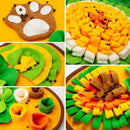 nzmegabuy dog snuffle mat featuring colorful polar fleece puzzle layers, treat pockets, and a paw print design