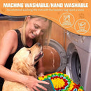 nzmegabuy dog snuffle mat being held by a woman in front of a washing machine to show it is machine washable
