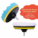 nzmegabuy 5-inch drill attachment kit with blue wavy sponge and white wool buffer pads for car polishing