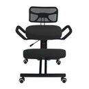 nzmegabuy ergonomic black kneeling chair with mesh backrest, memory foam cushions, and adjustable metal frame