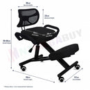 nzmegabuy black ergonomic kneeling chair with backrest, memory foam seat, and adjustable height for office posture.