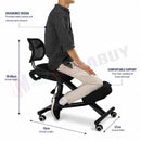 nzmegabuy black ergonomic kneeling chair with backrest, memory foam cushions, and adjustable height for office use