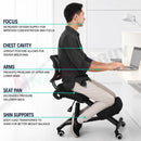 nzmegabuy ergonomic kneeling chair with backrest and memory foam cushions showing posture benefits for office work
