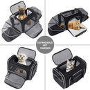 nzmegabuy black expandable soft-sided pet carrier with mesh windows, fleece pad, and multiple entry points for pets