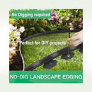 nzmegabuy flexible black polyethylene garden edging being secured into the ground with a fixing nail in a garden.