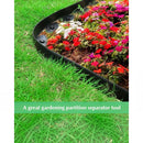 nzmegabuy flexible black polyethylene garden edging separating a green lawn from a vibrant flower bed with nails