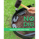nzmegabuy black flexible garden edging being installed with a mallet and fixing nail in a lawn border