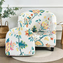 nzmegabuy 2-piece stretch tub chair cover set featuring a white fabric with a vibrant floral pattern