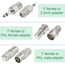 nzmegabuy set of three metal antenna adapters including F female to 3.5mm, PAL female, and PAL male connectors