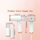 nzmegabuy white foldable handheld garment steamer with dimensions shown for travel and home use