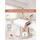 nzmegabuy white foldable handheld garment steamer with stainless steel panel, water tank, and fabric brush attachment