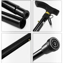nzmegabuy black folding hiking pole showing ergonomic handle, telescopic aluminium sections, and non-slip rubber tip.