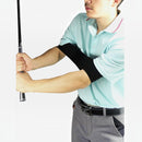 nzmegabuy golf swing training arm band worn by a golfer to keep arms synchronized and improve posture during practice