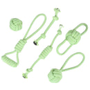 nzmegabuy 6-pack of light green cotton rope dog toys for aggressive chewers, including tug and dental floss designs.