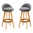 nzmegabuy set of two grey fabric bentwood swivel bar stools with natural wooden legs and jute footrests
