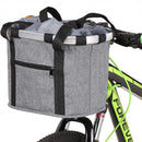 nzmegabuy grey canvas bike pet carrier basket with aluminium frame mounted on bicycle handlebars
