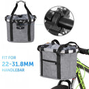 nzmegabuy grey foldable canvas bike pet carrier basket with aluminium frame and quick-release handlebar mount