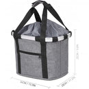 nzmegabuy grey canvas bike pet carrier basket with aluminium frame and black carry straps on a white background