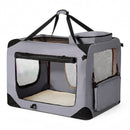 nzmegabuy grey soft collapsible dog travel crate with mesh windows and a comfortable padded base for pet transport