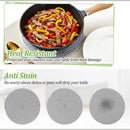 nzmegabuy grey woven cotton trivet mats protecting a kitchen table from a hot skillet of stir-fried vegetables