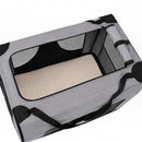 nzmegabuy grey foldable soft dog travel crate with mesh ventilation panels and a removable fleece floor mat