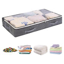 nzmegabuy grey foldable under-bed storage bag with clear window, zip closure, and side handles for clothing and linens