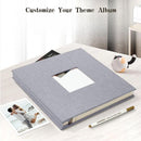 nzmegabuy grey linen self-adhesive photo scrapbook album with a cover window for a personalized theme photo