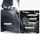 nzmegabuy grey pet car booster seat with safety straps, PVC frame, and mesh panels installed on a vehicle seat
