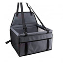 nzmegabuy grey foldable pet car booster seat made of durable 600D Oxford fabric with breathable mesh and safety leash