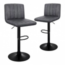 nzmegabuy set of two grey PU leather adjustable swivel bar stools with black pedestal bases and footrests