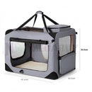 nzmegabuy grey soft collapsible dog travel crate with mesh windows, padded base, and carry handles for pet transport