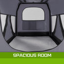 nzmegabuy grey soft collapsible dog travel crate interior with a cozy white padded base and mesh ventilation windows