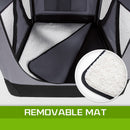 nzmegabuy grey soft dog travel crate featuring a reversible padded base mat with cozy fleece and cooling fabric