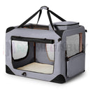 nzmegabuy grey soft collapsible dog travel crate with mesh windows and padded base for comfortable pet transport