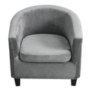 nzmegabuy grey velvet stretch tub chair cover with matching cushion cover for a smooth fitted furniture refresh