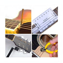 nzmegabuy 23-piece guitar repair kit showing string action ruler, string winder, and wire cutters in use on a guitar.