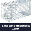 nzmegabuy 108cm extra large humane animal trap cage made of durable silver galvanised iron wire with spring-loaded door