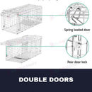 nzmegabuy 108cm extra large humane animal trap cage with spring-loaded door and rear locking mechanism in silver wire
