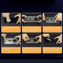nzmegabuy iPhone screen protector installation guide showing six steps for easy dust-free application with a frame