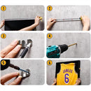 nzmegabuy wall-mounted jersey display case installation steps showing measuring, drilling, and mounting the frame