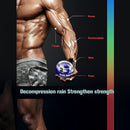 nzmegabuy LED gyro wrist ball held by a muscular arm, highlighting muscle groups for forearm and grip strength training