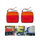 nzmegabuy 2-piece 12V LED trailer tail light set with red and amber lenses for trucks, caravans, and utility vehicles