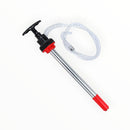 nzmegabuy manual fluid transfer pump for 20L oil drums with a steel shaft, red accents, and a clear PVC hose.