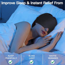 nzmegabuy migraine relief cap worn by a woman in bed to block light and provide cooling therapy for headache relief