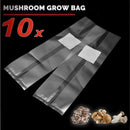 nzmegabuy 10-pack of transparent polypropylene mushroom spawn grow bags with air-vent filter patches