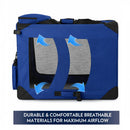 nzmegabuy navy blue soft collapsible dog crate with breathable mesh panels for airflow and durable fabric construction