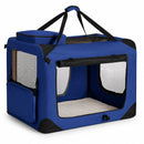 nzmegabuy navy blue collapsible soft dog crate with mesh windows and a cozy fleece base for travel