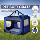 nzmegabuy navy blue soft collapsible dog crate with mesh windows, steel frame, and reversible fleece mat